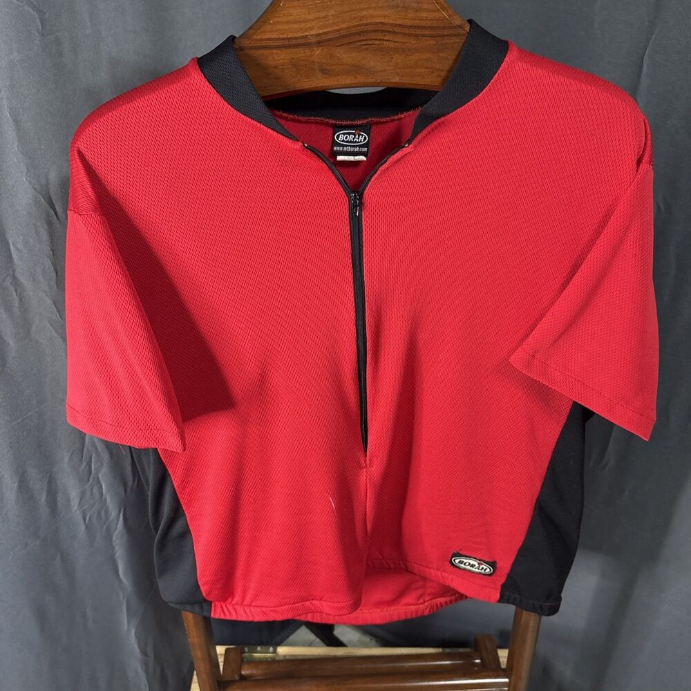 Borah Performance Elite Cycling Jersey Mens Red & Black Short Sleeve Size L